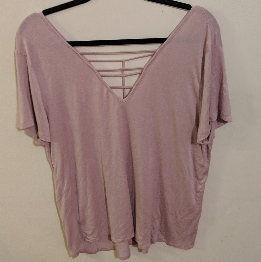 Flowy pink deep vneck tshirt
